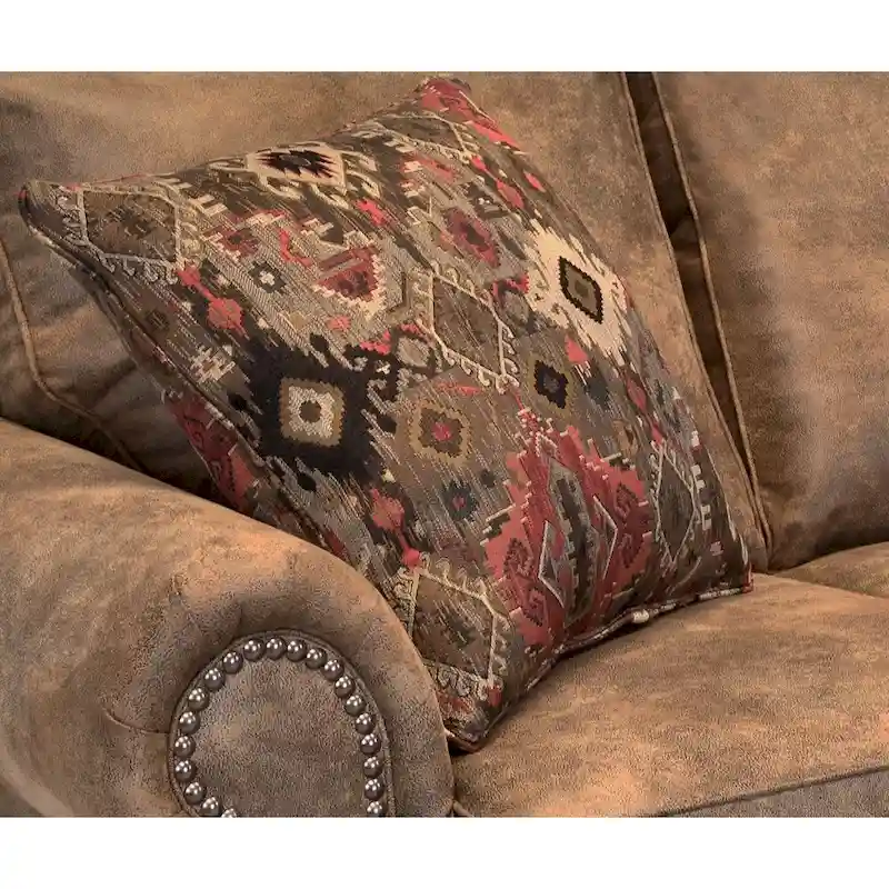 Made in USA Rancho Rustic Brown Buckskin Fabric Sofa Bed and Loveseat Set - 37 x 86 x 40