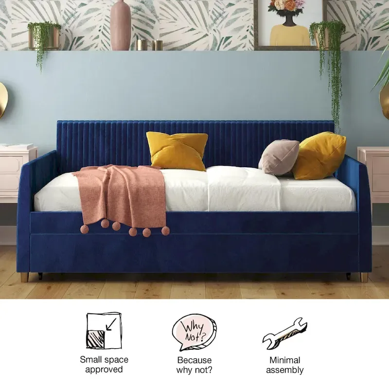 Mr. Kate Daphne Upholstered Twin Daybed with Roll Out Trundle