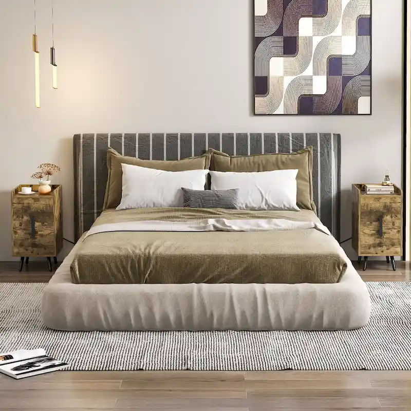 Costway Nightstand with Charging Station Home Bedside Sofa Side Tables