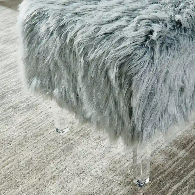 Modern Faux Fur Acrylic Footstool