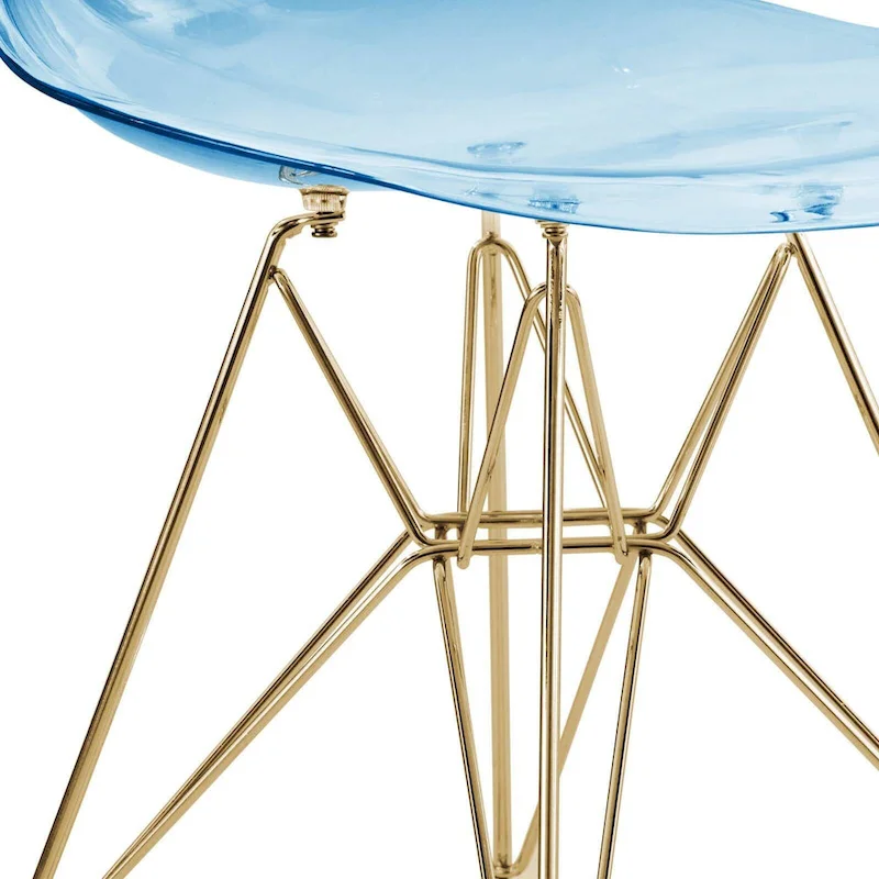 Cresco Plastic Dining Side Chair with Eiffel Base in Gold Set of 2 by LeisureMod