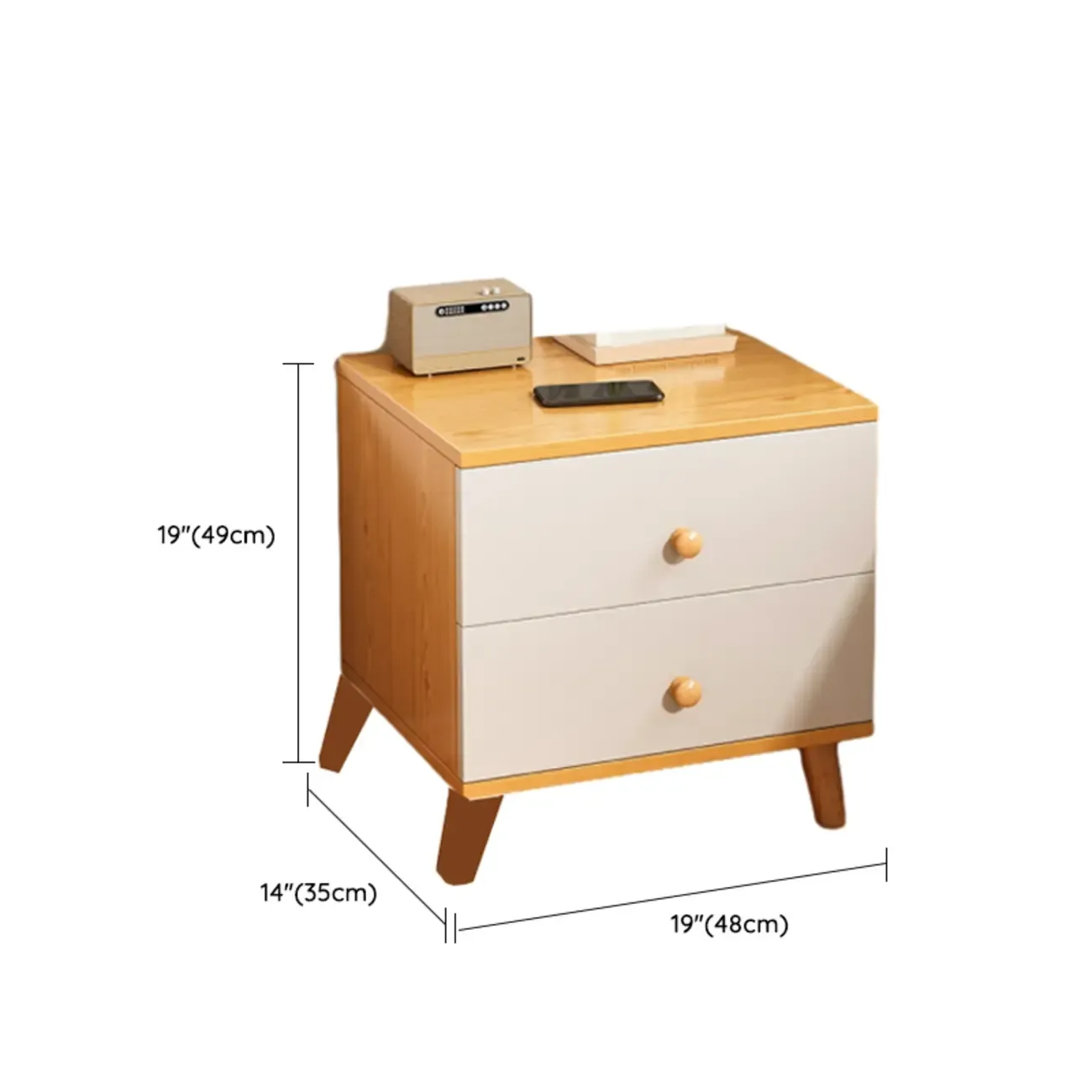 Modern Wooden Bedside Table with Dual Drawers