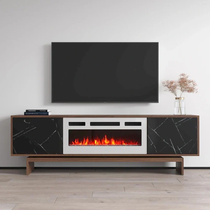 Electric Fireplace TV Stand with Storage, Fits up to 80