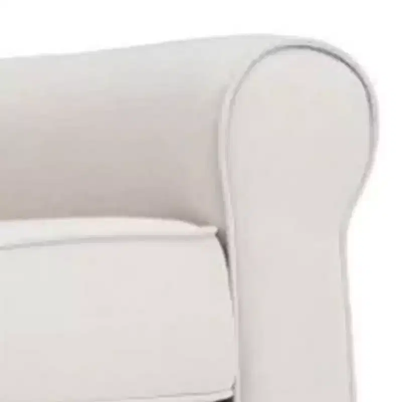 Royal Hampton 37 Inch Rocking Chair, Pocket Coil Seat, Wood Frame, Soft Beige Upholstery
