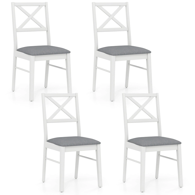 Gymax Dining Chairs Set of 4 Upholstered Kitchen Side Chairs w/ Rubber