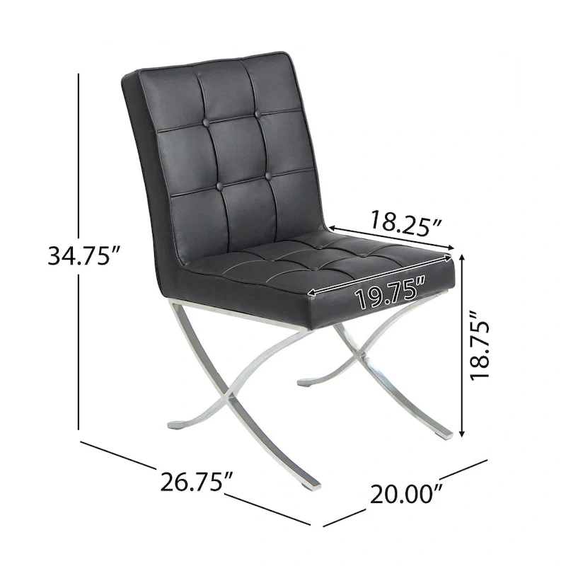 Milania Modern Button Tufted Leather Dining Chairs (Set of 2) by Christopher Knight Home