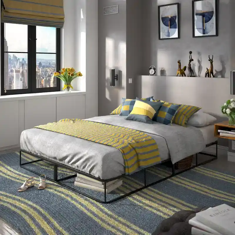 Cleveland Black Metal Platform Bed Frame by iNSPIRE Q Classic