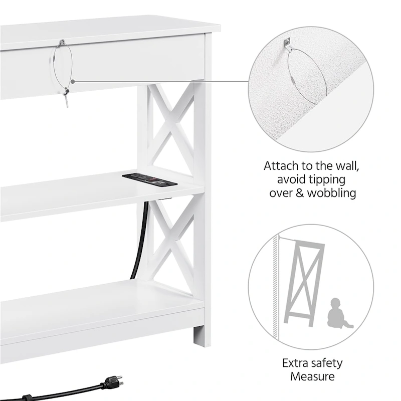 Yaheetech Wooden Console Table with Power Outlet Entryway Table