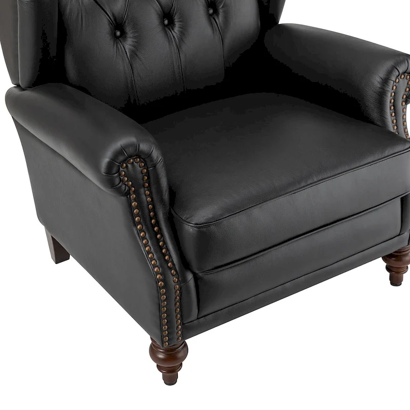 Alex Classic Leather Armchair with Nailhead Trim by HULALA HOME
