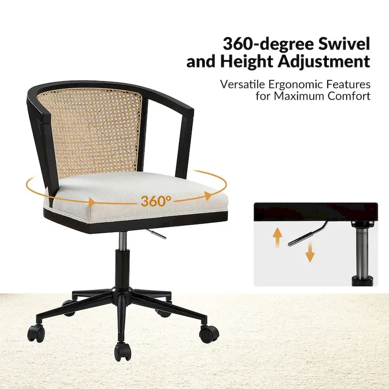 Ingrid Modern Rattan Swivel Height Adjustment Office Chair by