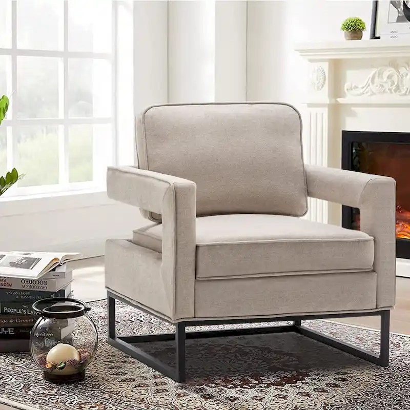 Modern Arm Accent Chair, Mid Century Living Room Chair Upholstered Lounge Chair