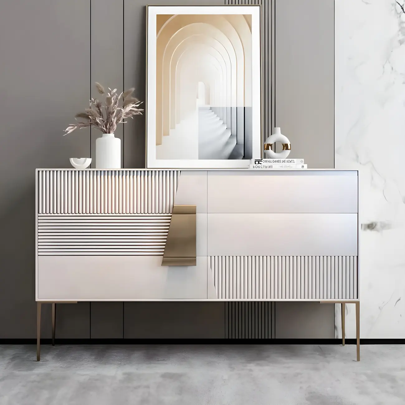 Elegant Espresso Wood Buffet Table with Drawers