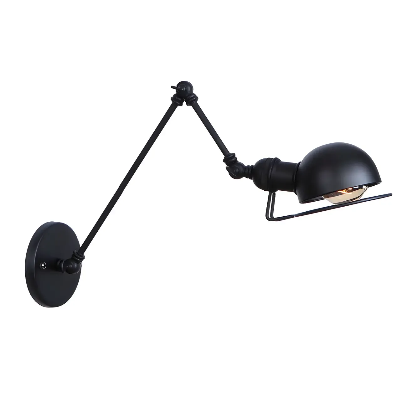 Industrial Black Adjustable Swing Arm Wall Sconce