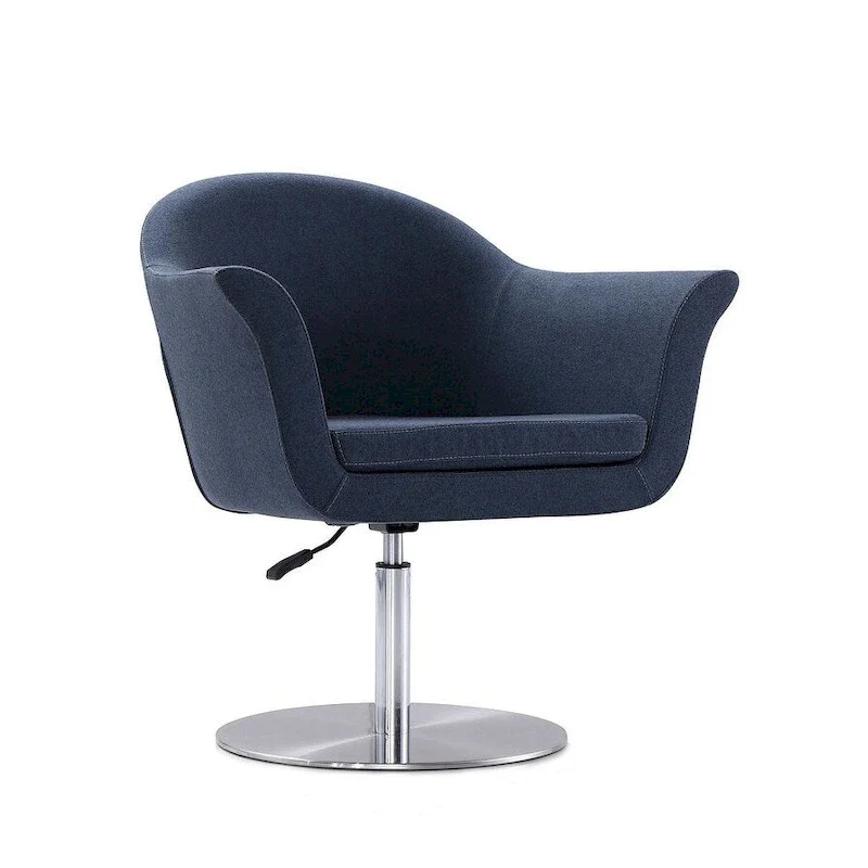 Manhattan Comfort Voyager Brushed Metal Woven Swivel Adjustable Accent Chair