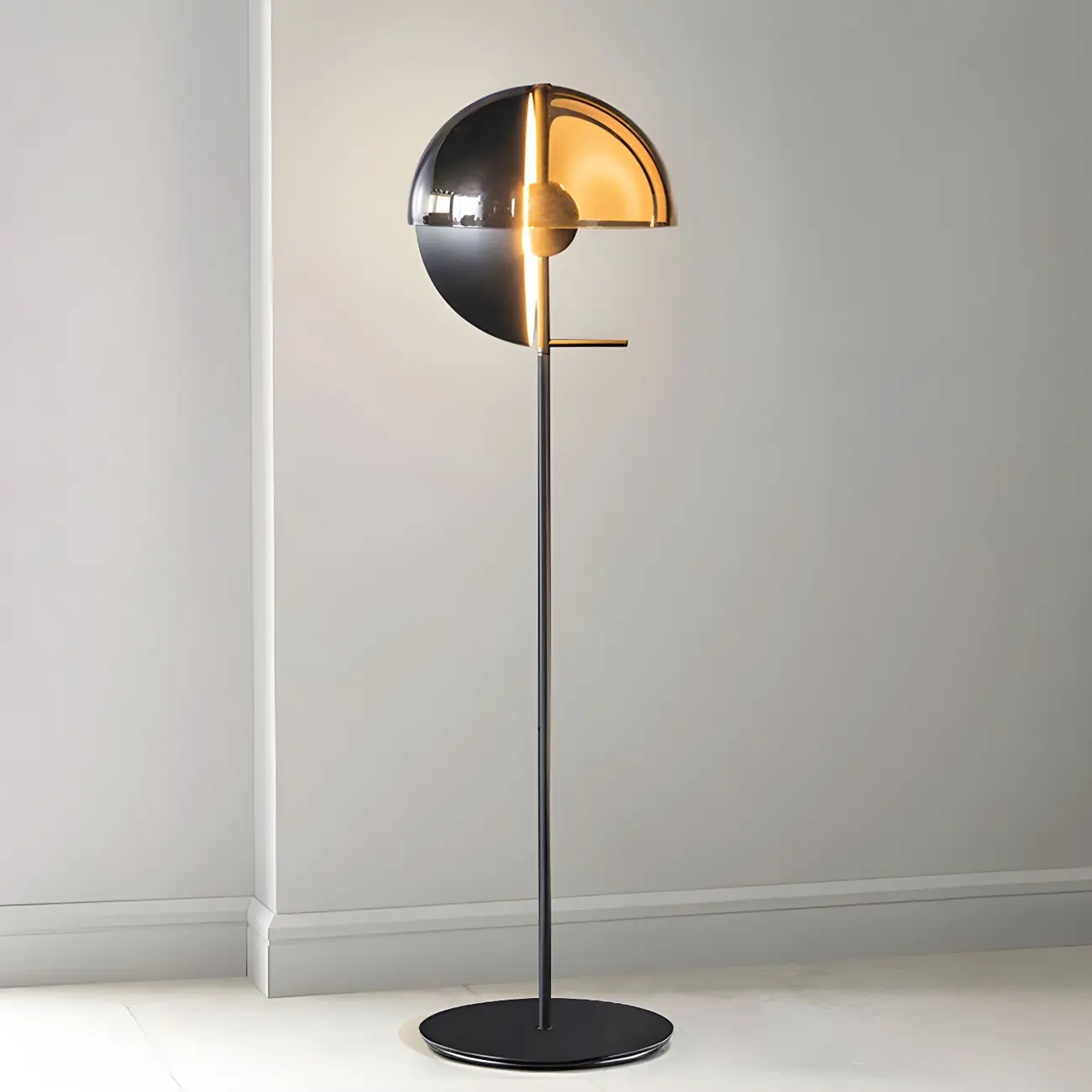 Modern Black Glass Globe Standing Task Floor Lamp for Indoor