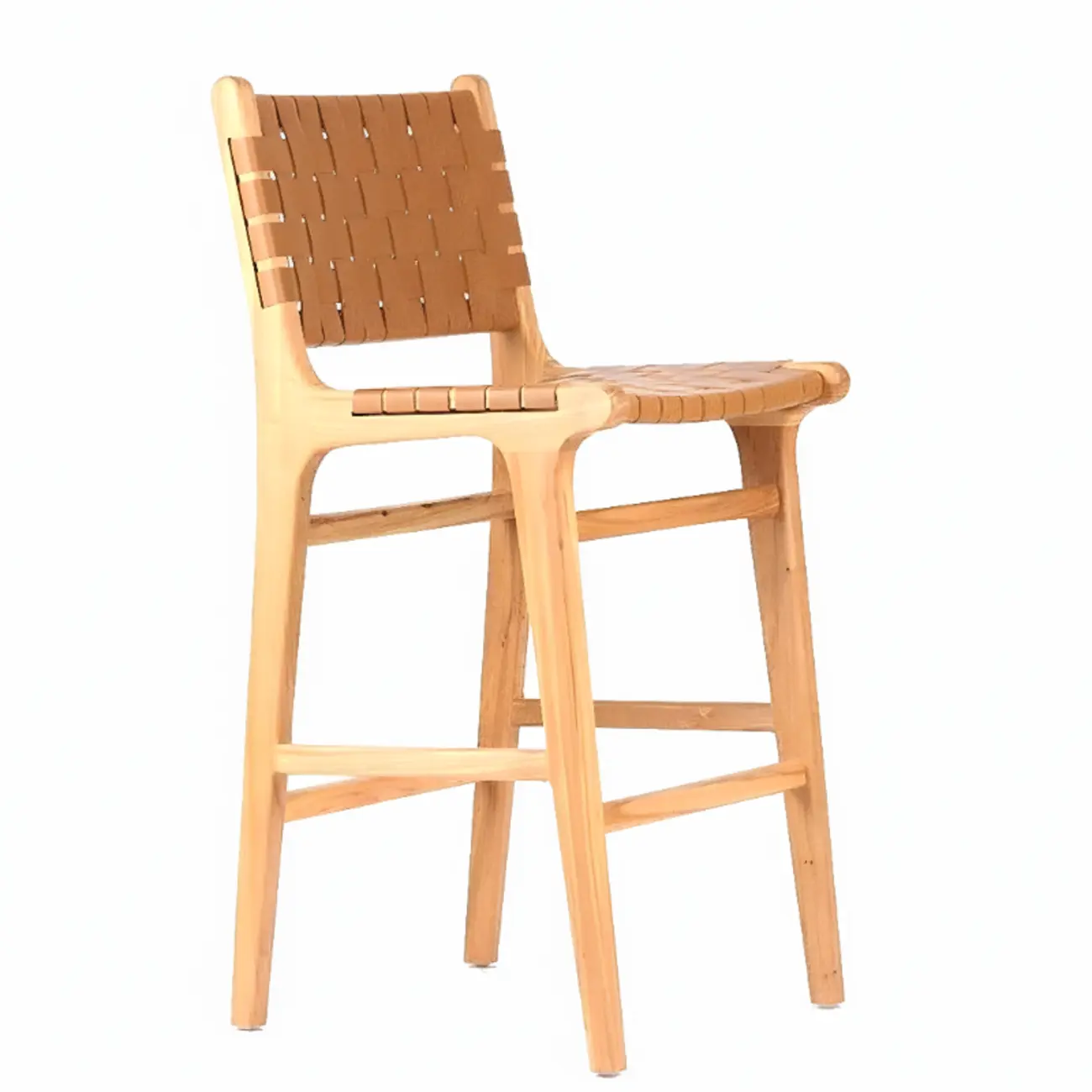 Modern Square Rattan Seat Counter Height Stools with Back