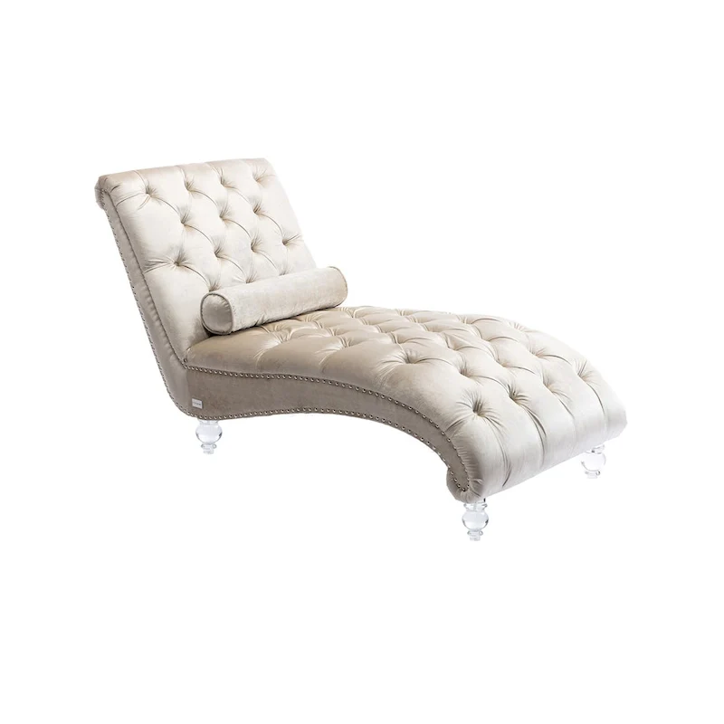 Velvet Tufted Chaise Lounge Accent Living Room Chair