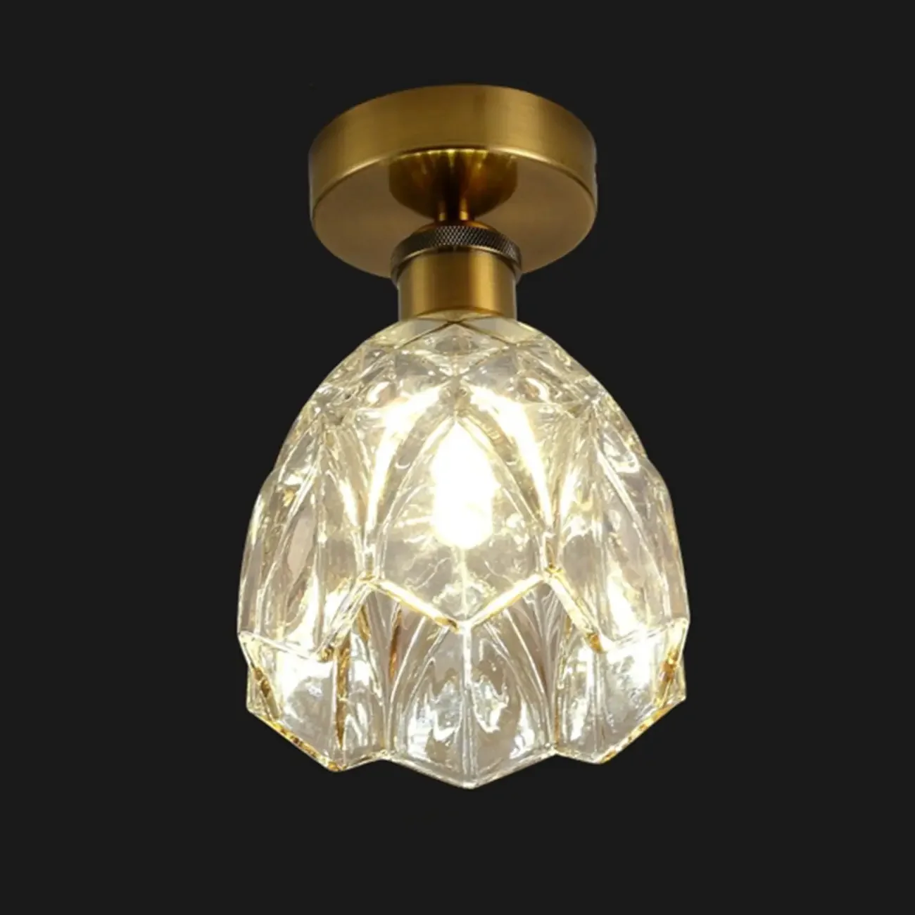 Black Conical Clear Glass Modern Semi Flush Ceiling Light