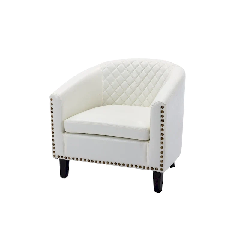 Barrel Accent Chair with Nailhead Trim and Solid Wood Legs