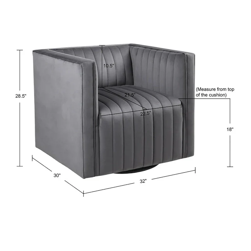 Madison Park Gayley Channel Tufted Swivel Armchair