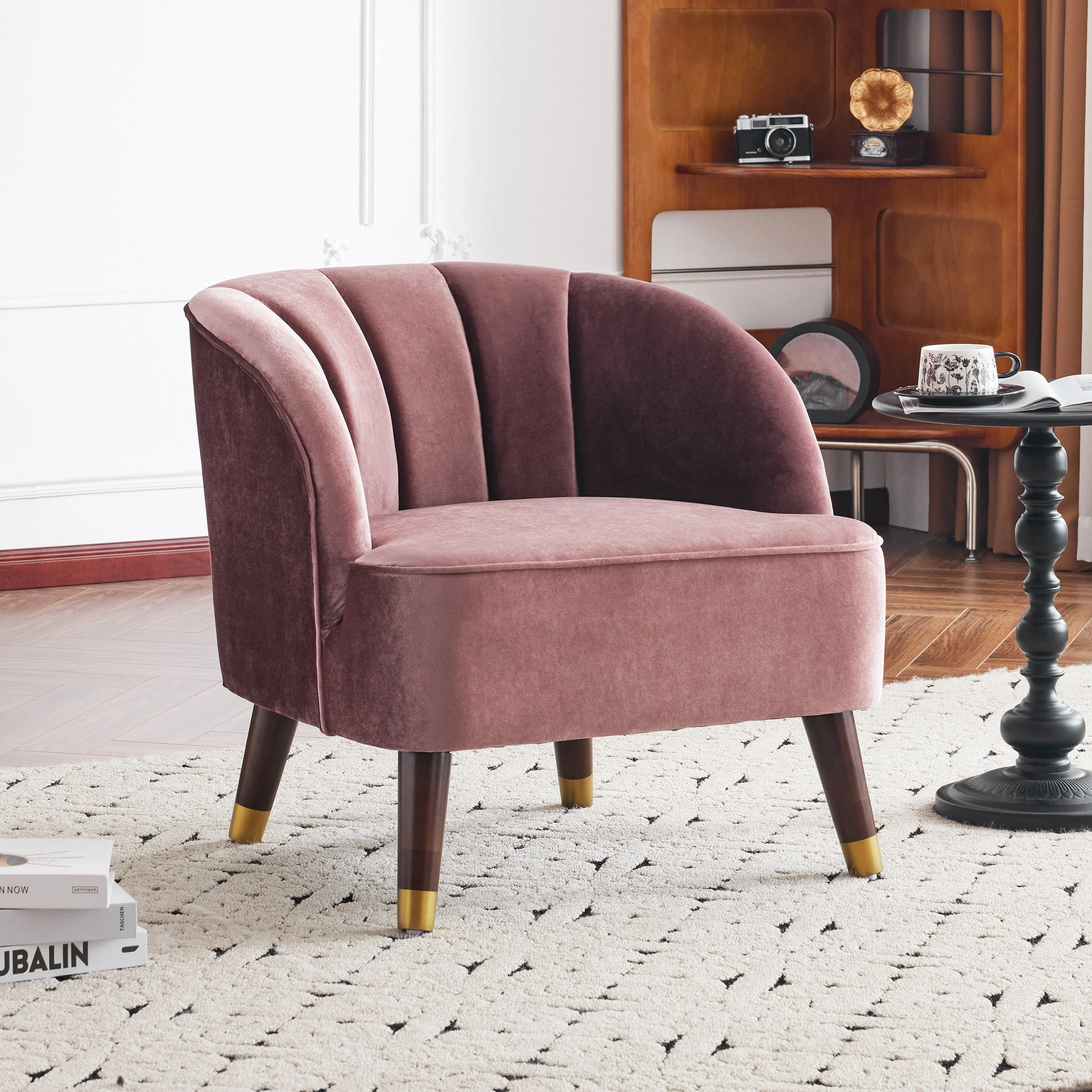 Contemporary Accent Seating Modern Velvet Barrel Club Chair