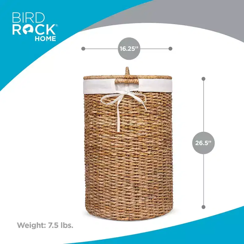 BirdRock Home Seagrass Laundry Hamper with Liner - Natural