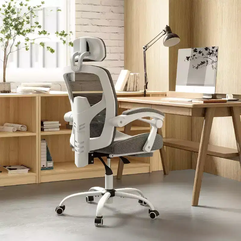 Black Adjustable Swivel Office Chair with Footrest, 1-Person