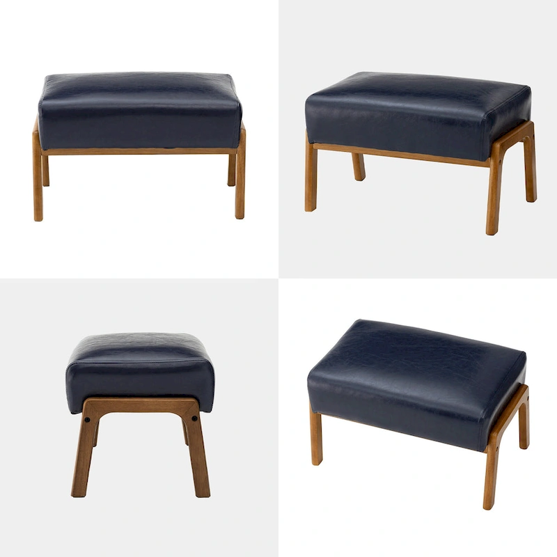 Glitzhome 30.75H Mid-Century PU Leather Armchair with Ottoman Set