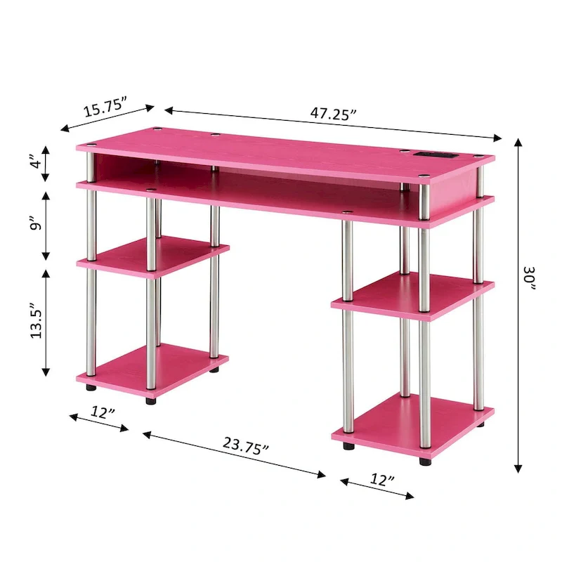 Designs2Go No Tools Student Desk with Charging Station and Shelves