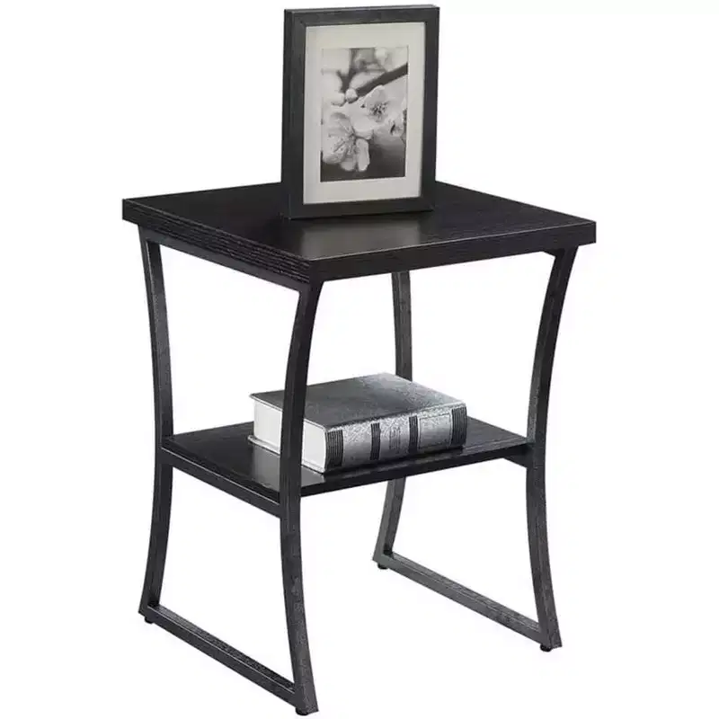 HomeStock Belmont Three Tier End Table with Open Storage Shelves, Cross Frame Design and Sleek Finish for Display or Everyday Use