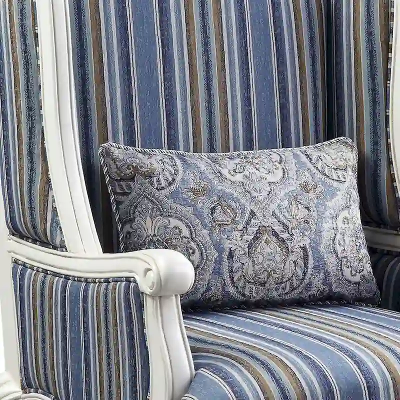 Chair with Wingback and Resin Queen Anne Legs, Blue