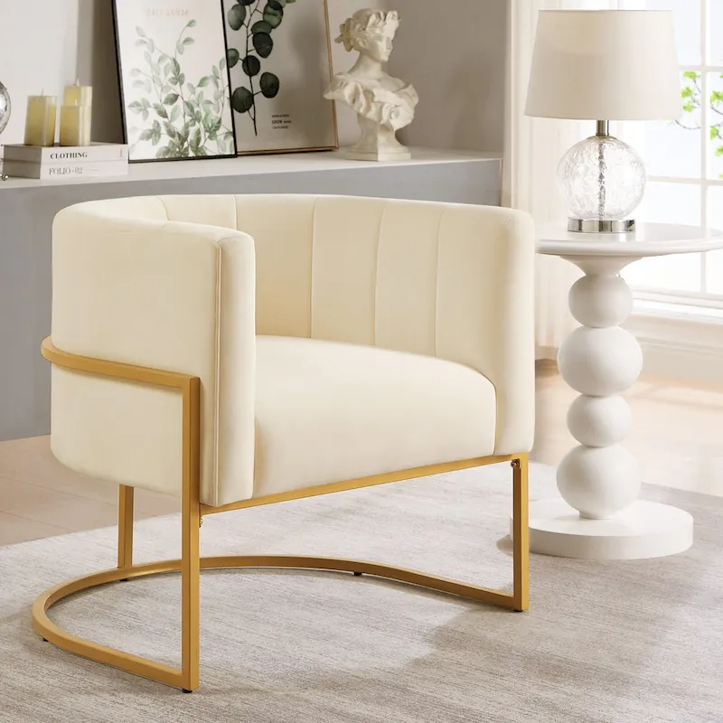 Accent Chair with Golden Metal Stand