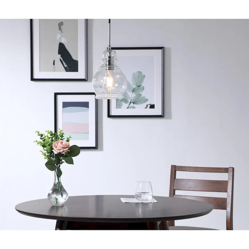 Adelee 6.25-Inch 1-Light Clear Seeded Glass Pendant