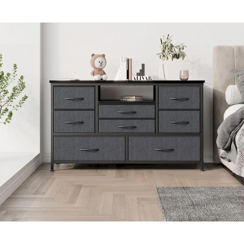 8 Dresser TV Stand with Power Outlet & LED Light