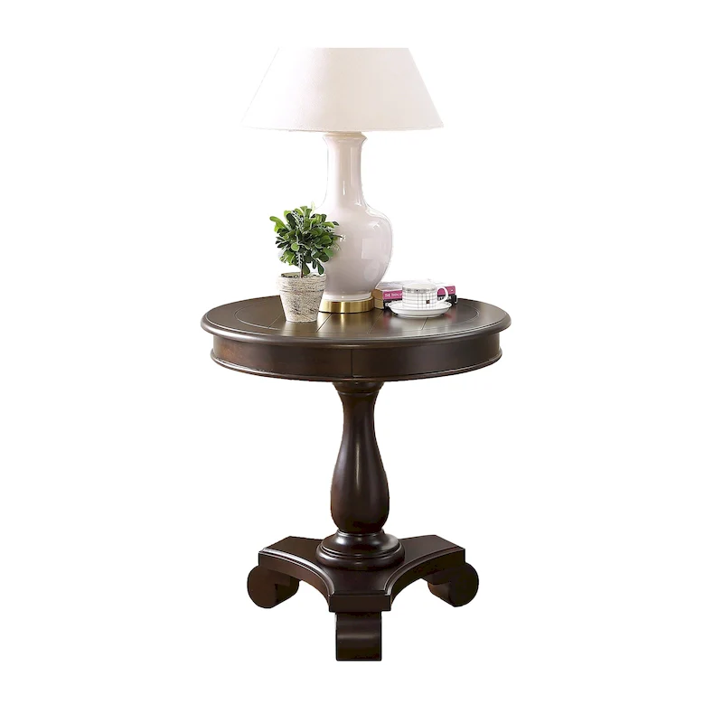 Round Wood Pedestal Side Table