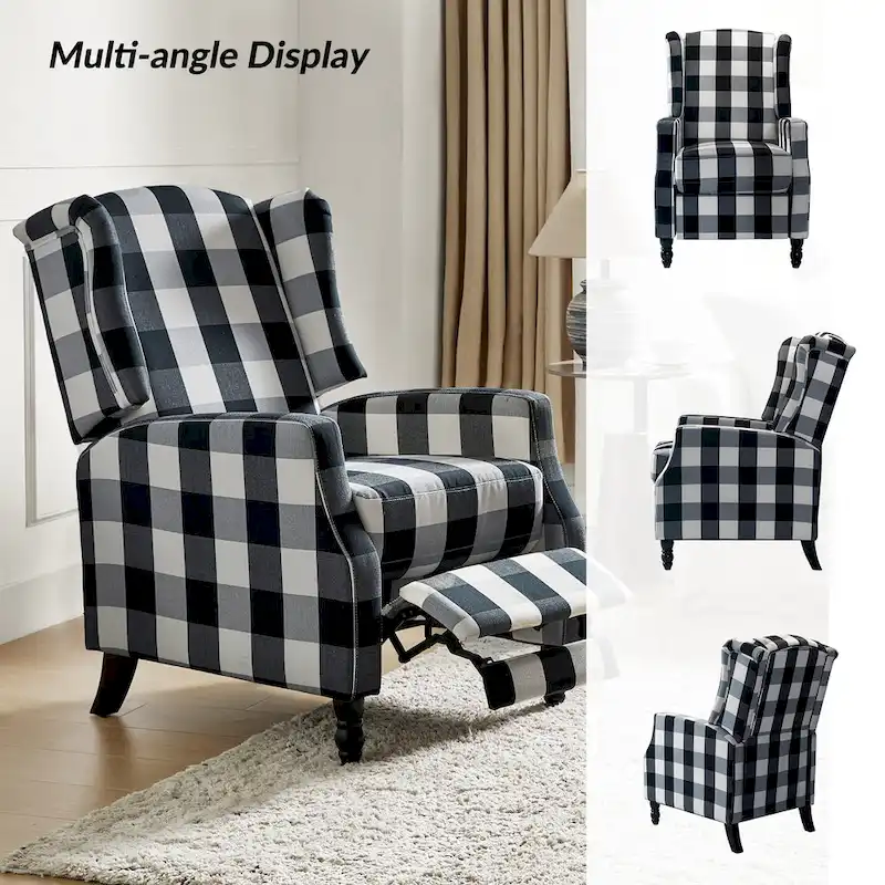 Damaris Mid-Century Modern Manual Pushback Recliner with Wingback Design by HULALA HOME