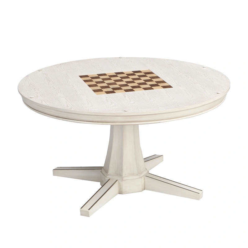 Nami Traditional Antique White 54-inch Wood Round Game Table by Furniture of America