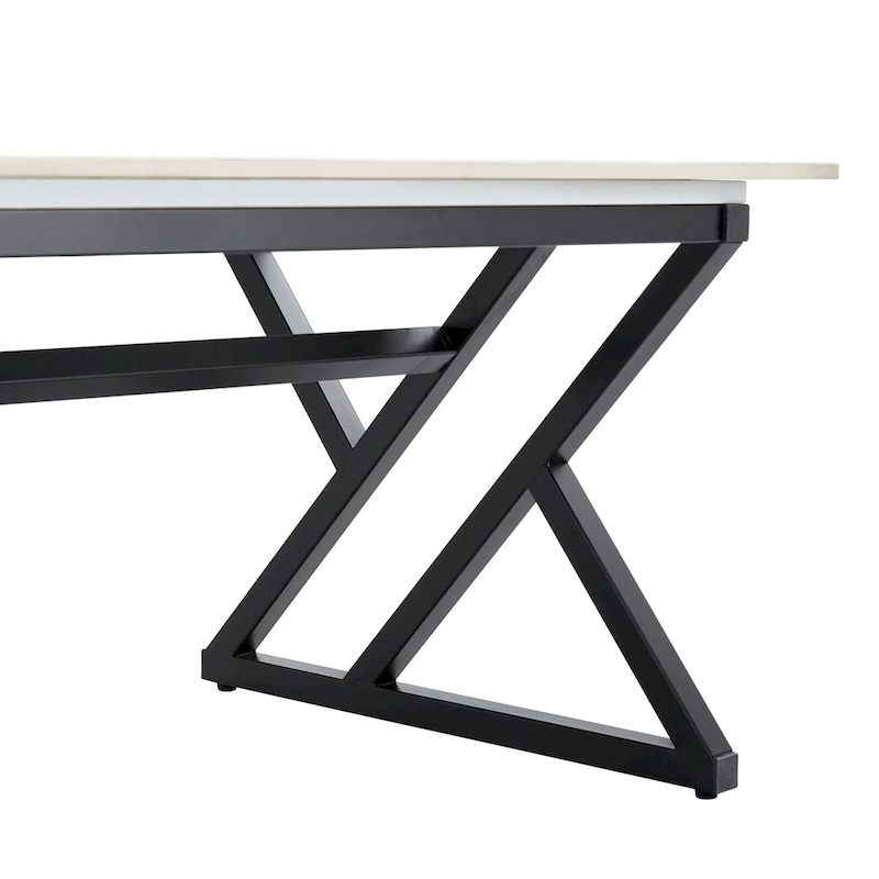 47 Modern Rectangular Coffee Table with Sintered Stone Tabletop and X-shaped Metal Legs