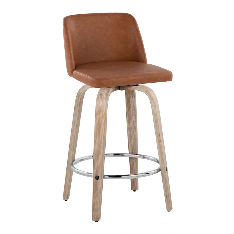 Carson Carrington Vallberga 26  Fixed-Height Counter Stool With Whitewashed Wood Base (Set of 2)