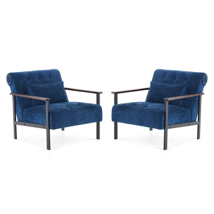 MCombo set of 2 Modern Accent, Ergonomics Lounge Chair for Living Room, Chenille, HQ417