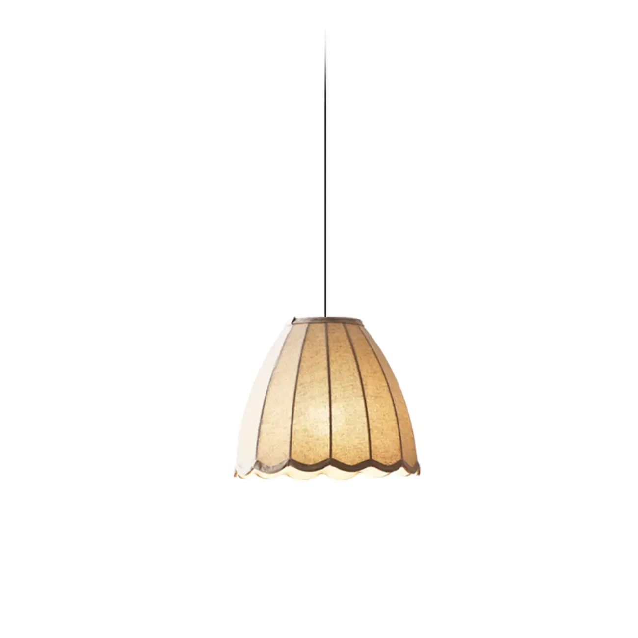 Beige Bell Shaped Fabric Pendant Light Hanging Fixture