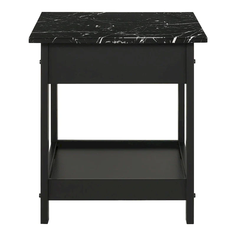 DH BASIC Transitional Rubberwood 3-Piece Open-Shelf Coffee Table and End Table Set with Drawer by Denhour