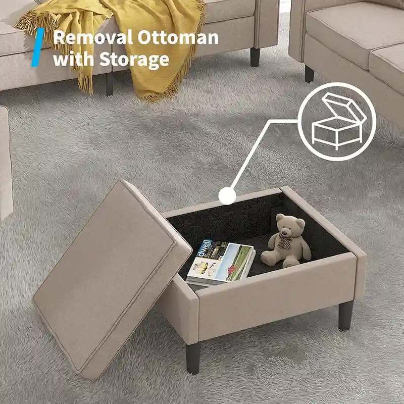 Mixoy Convertible Sectional Sofa Couches,3-Seater with Loveseat,Ottoman