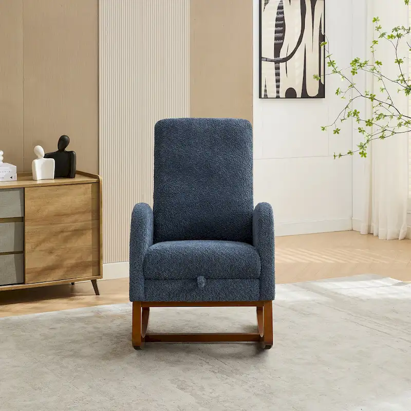 Living Room Rocking Accent Chair with Retractable Footrest