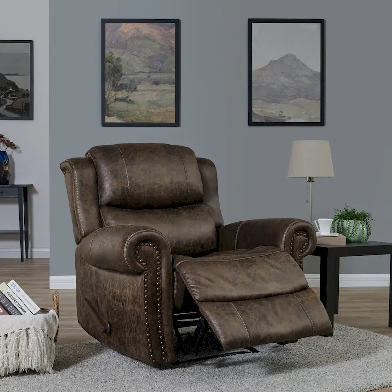 Copper Grove Dilsen Extra Large Rolled Arm Wall Hugger Recliner Chair