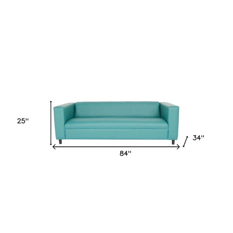 HomeRoots 84 Blue Faux Leather Sofa With Black Legs - 84