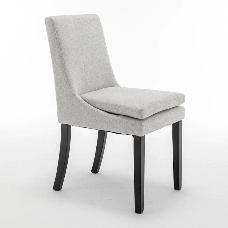 Modern Dining Chairs Set of 2, Upholstered Kitchen & Dining Room Chairs with Solid Wood Legs,Tufted Linen Fabric Chairs