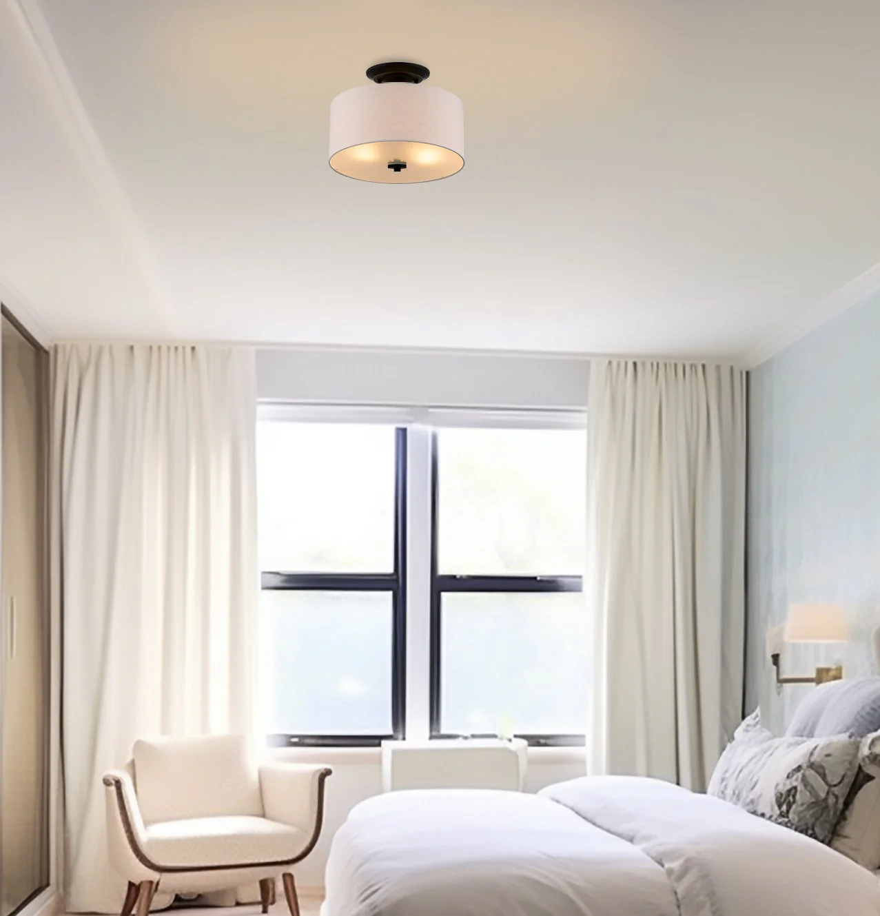 Addison 13 2-Light Semi-Flush Mount Ceiling Light, Bronze Finish