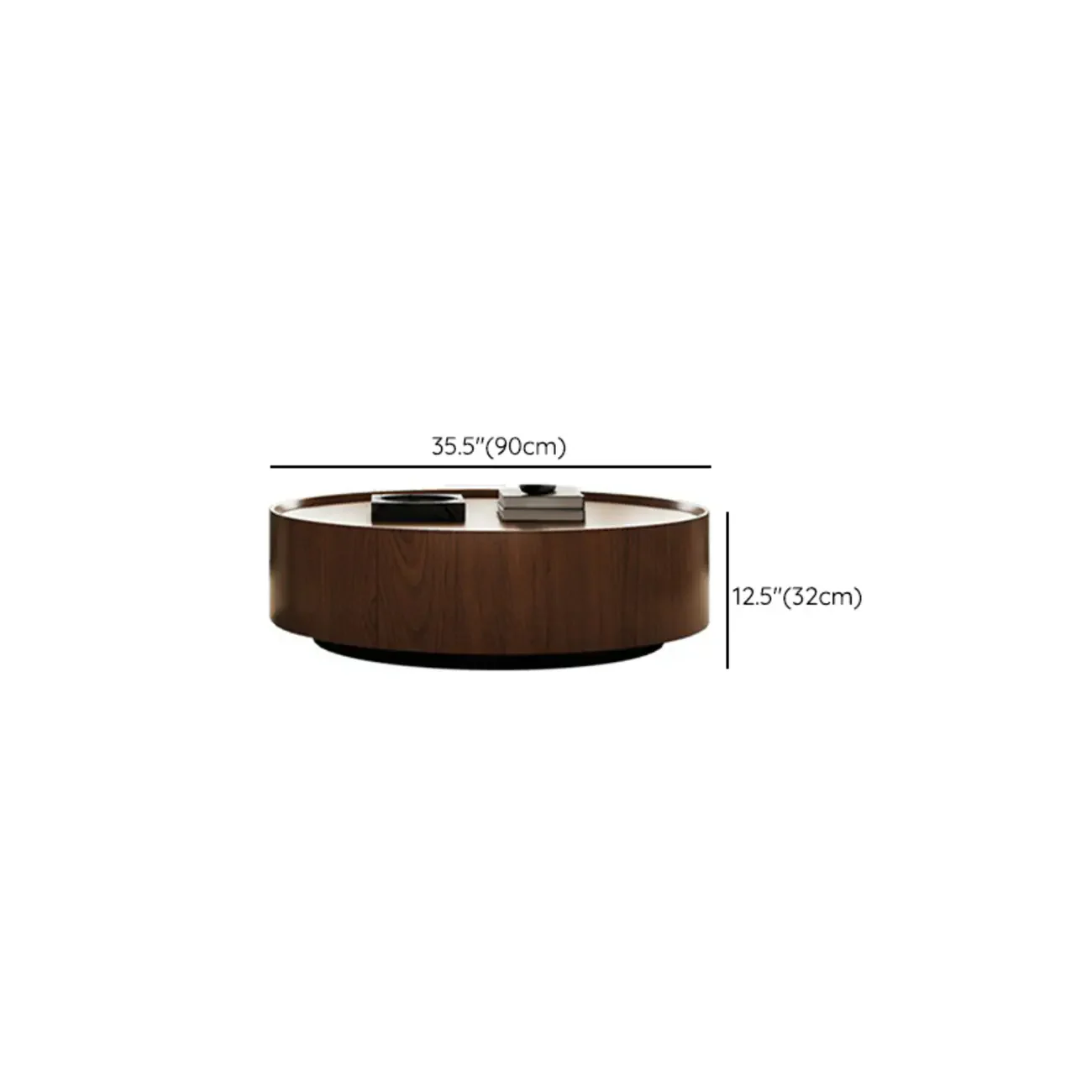 Modern Two-Part Glass Wood Round Coffee Table