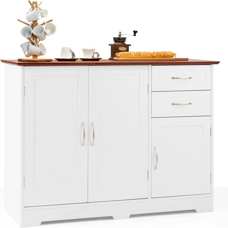 White / Black Buffet Sideboard with 2 Drawers and 2 Cabinets